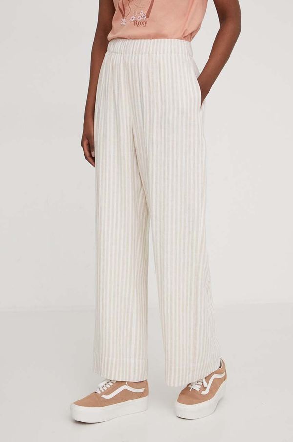 Abercrombie & Fitch Lanene hlače Abercrombie & Fitch boja: bež, ravni kroj, visoki struk