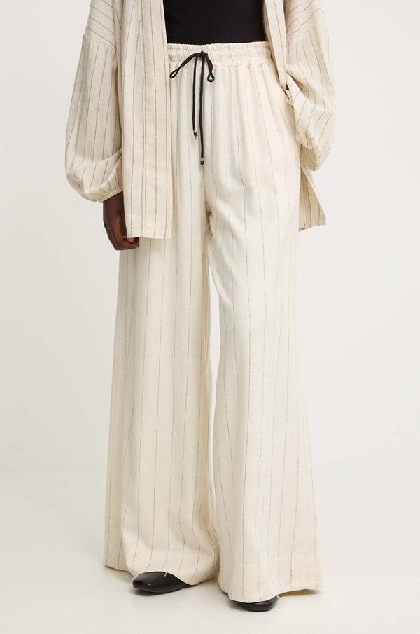 Answear Lab Lanene hlače Answear Lab boja: bež, široke, visoki struk