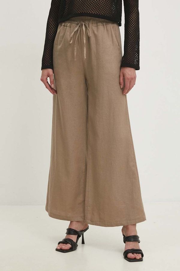 Answear Lab Lanene hlače Answear Lab boja: bež, široke, visoki struk