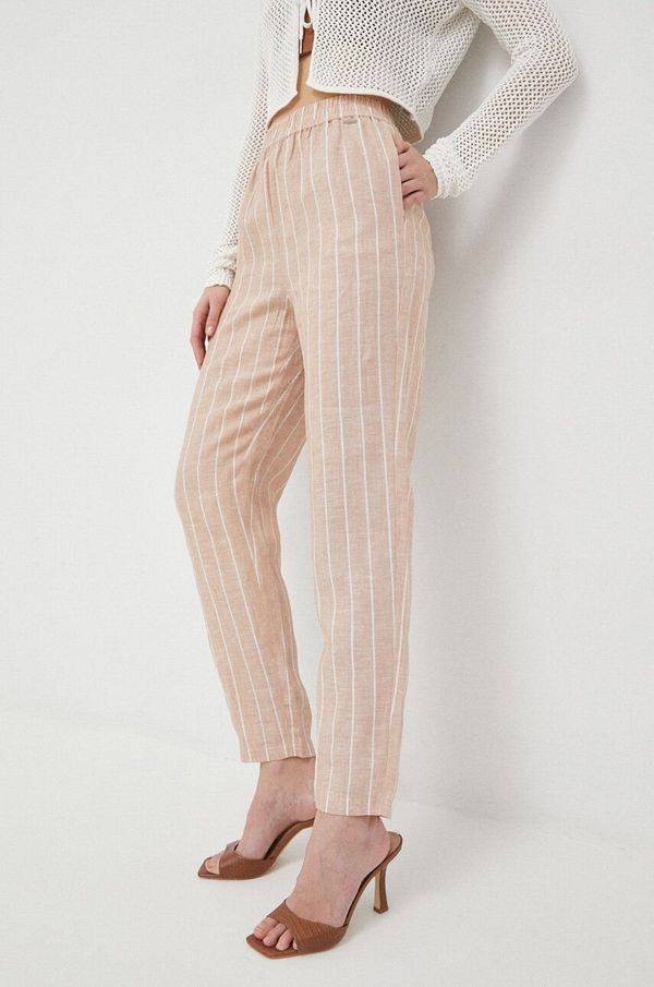 Armani Exchange Lanene hlače Armani Exchange boja: bež