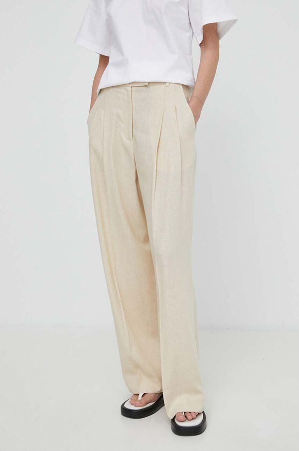 By Malene Birger Lanene hlače By Malene Birger boja: bež, ravni kroj, visoki struk