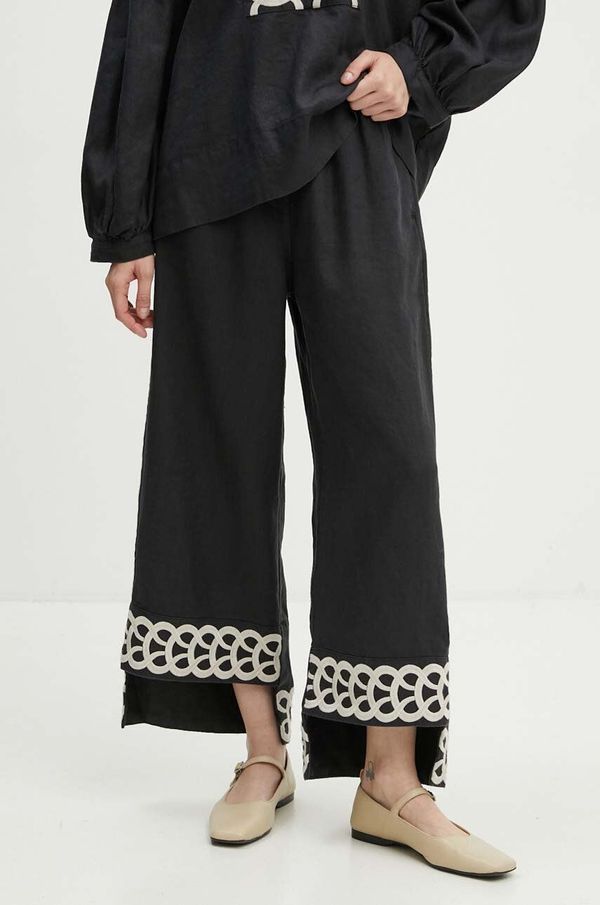 By Malene Birger Lanene hlače By Malene Birger MIRABELLOS boja: crna, culottes kroj, visoki struk, Q70967011