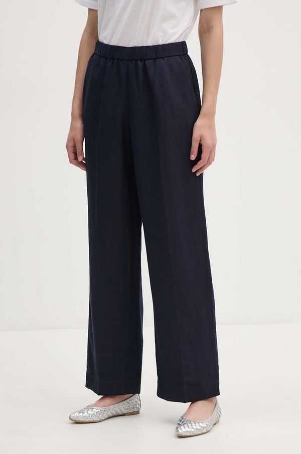 Gant Lanene hlače Gant boja: tamno plava, široke, visoki struk, 4150306