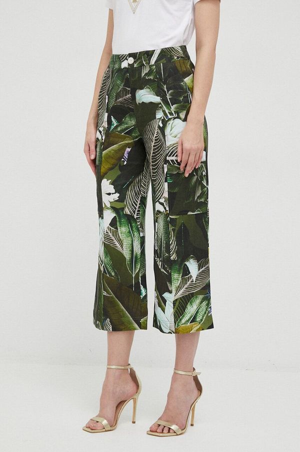 Guess Lanene hlače Guess boja: zelena, široke, visoki struk