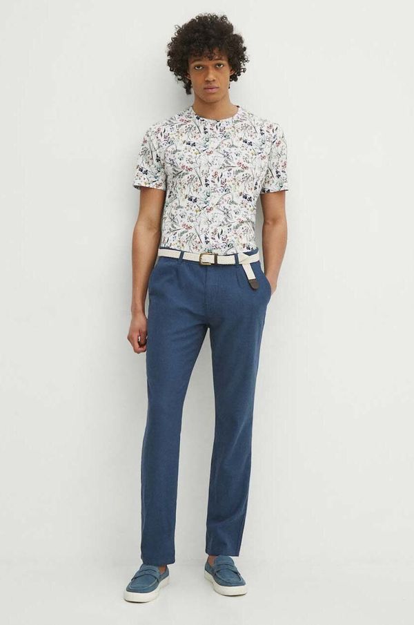 Medicine Lanene hlače Medicine za muškarce, boja: tamno plava, ravni kroj