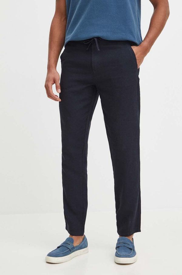 Medicine Lanene hlače Medicine za muškarce, boja: tamno plava, ravni kroj