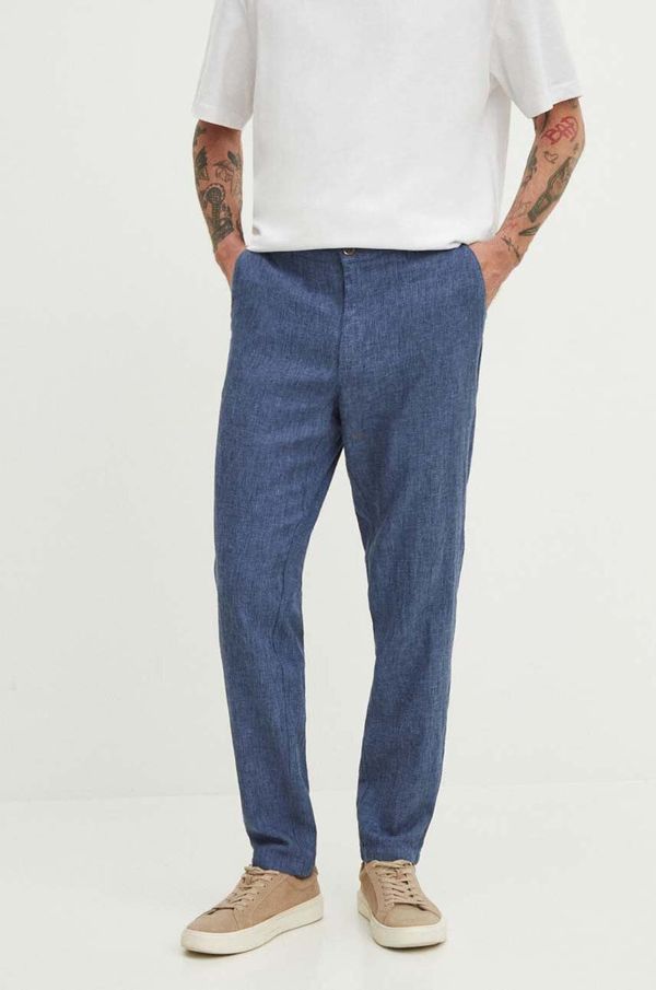 Medicine Lanene hlače Medicine za muškarce, boja: tamno plava, ravni kroj