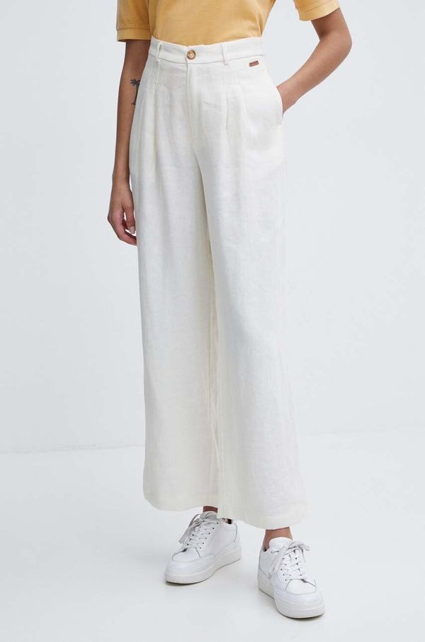 Pepe Jeans Lanene hlače Pepe Jeans MAE boja: bež, široke, visoki struk, PL211740