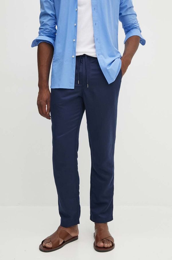 Polo Ralph Lauren Lanene hlače Polo Ralph Lauren boja: tamno plava, ravni kroj710927863710927863