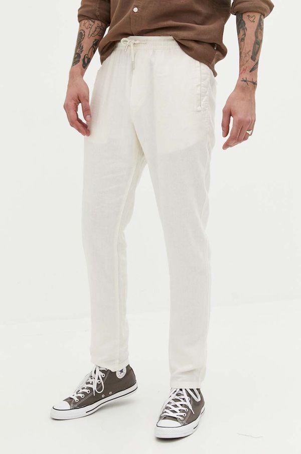 Solid Lanene hlače Solid boja: bež, ravni kroj