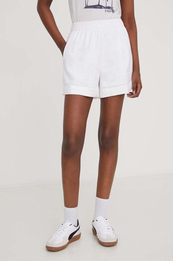 Abercrombie & Fitch Lanene kratke hlače Abercrombie & Fitch boja: bež, bez uzorka, visoki struk