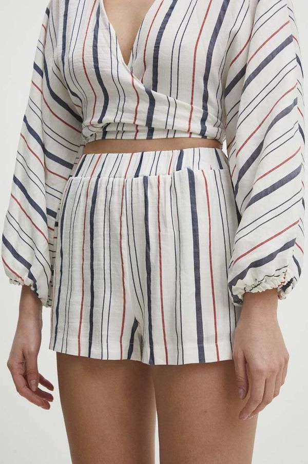 Answear Lab Lanene kratke hlače Answear Lab boja: bijela, s uzorkom, visoki struk