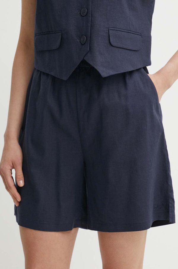 Gestuz Lanene kratke hlače Gestuz boja: tamno plava, bez uzorka, visoki struk, 10909101