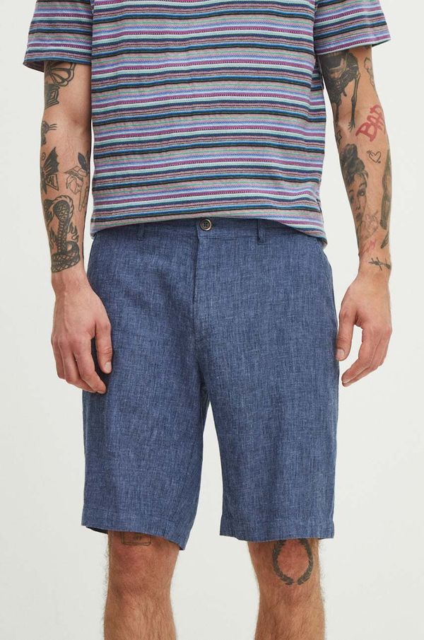 Medicine Lanene kratke hlače Medicine za muškarce, boja: tamno plava, melanž