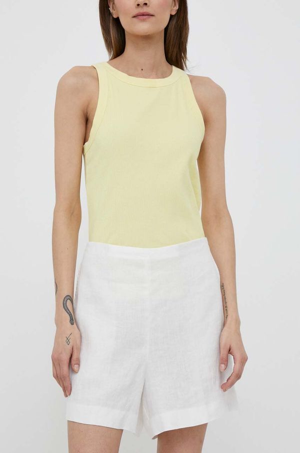 Polo Ralph Lauren Lanene kratke hlače Polo Ralph Lauren boja: bijela, glatki materijal, visoki struk