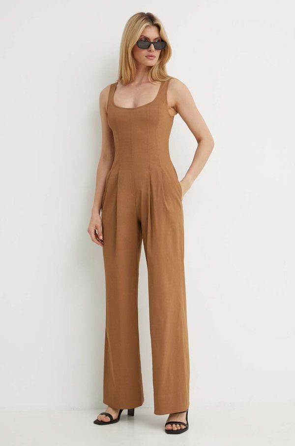 A.L.C. Laneni kombinezon A.L.C. Isabel boja: smeđa, s okruglim izrezom, 4JUMP00173