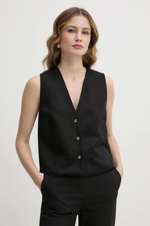 Ivy Oak Laneni prsluk Ivy Oak boja: crna, jednoredno zakopčavanje, IO112358