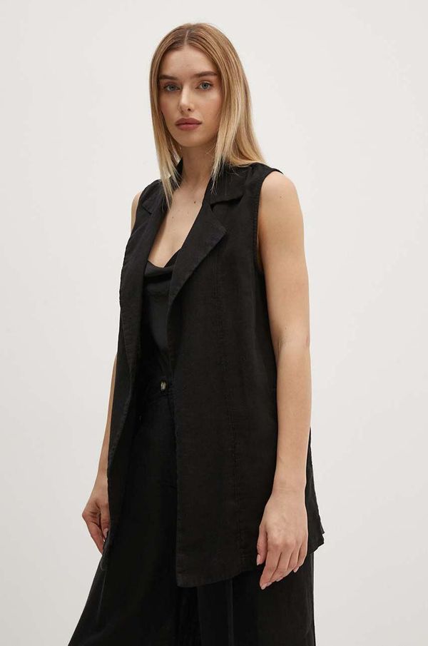 Sisley Laneni prsluk Sisley boja: crna, bez zakopčavanja, 21I4LJ00L