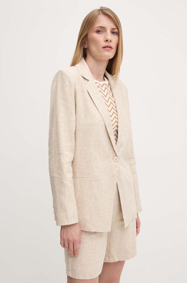Answear Lab Laneni sako Answear Lab boja: bež, jednoredno zakopčavanje, melanž