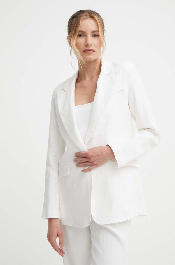 Answear Lab Laneni sako Answear Lab boja: bijela, jednoredno zakopčavanje, bez uzorka