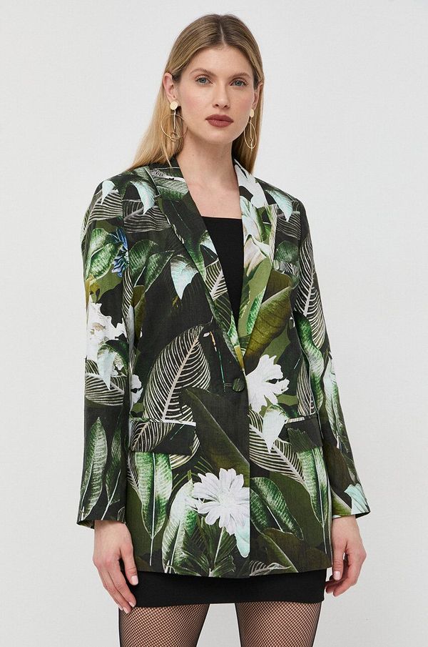 Guess Laneni sako Guess boja: zelena, jednoredno zakopčavanje, bez uzorka