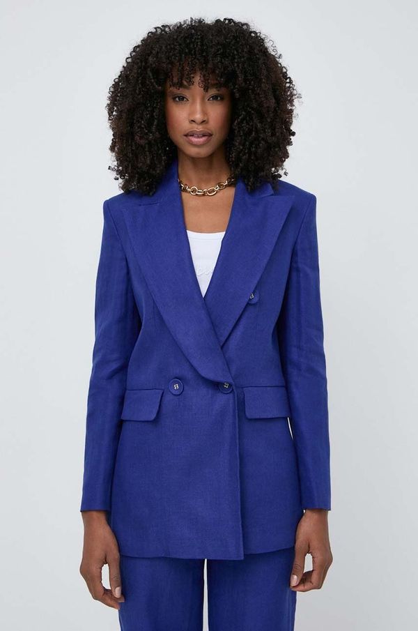 Luisa Spagnoli Laneni sako Luisa Spagnoli VELINA boja: tamno plava, dvoredno zakopčavanje, bez uzorka, 540685