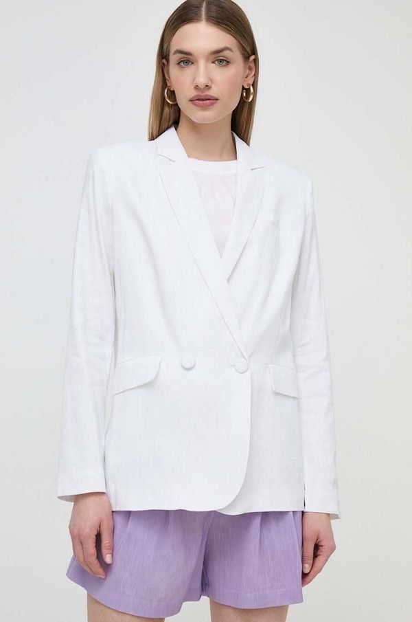 Silvian Heach Laneni sako Silvian Heach boja: bijela, dvoredno zakopčavanje, bez uzorka