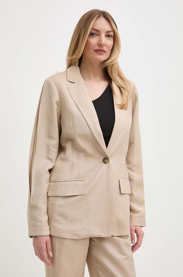 Twinset Laneni sako Twinset boja: bež, oversize, bez uzorka