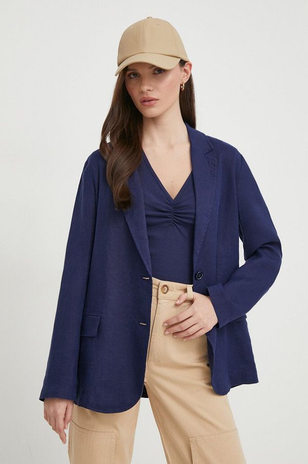 United Colors of Benetton Laneni sako United Colors of Benetton boja: tamno plava, jednoredno zakopčavanje, bez uzorka