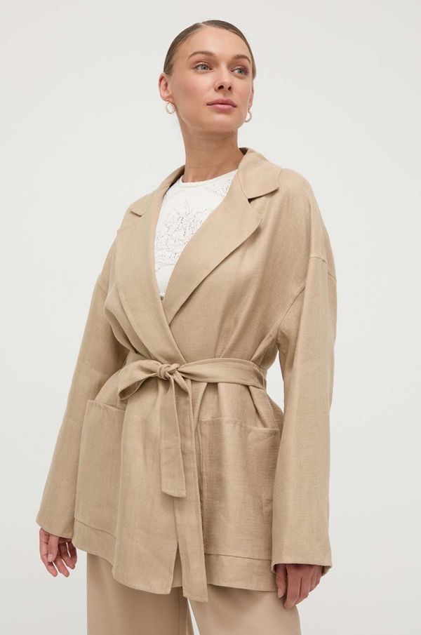 Weekend Max Mara Laneni sako Weekend Max Mara boja: bež, jednoredno zakopčavanje, bez uzorka