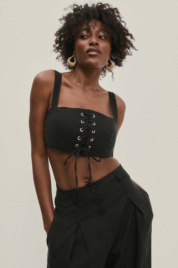 Answear Lab Laneni top Answear Lab boja: crna, bez uzorka