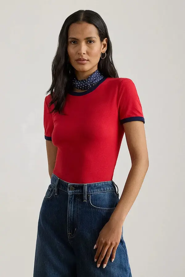 Lauren Ralph Lauren Lauren Ralph Lauren basic majica kratkih rukava za žene s pamukom