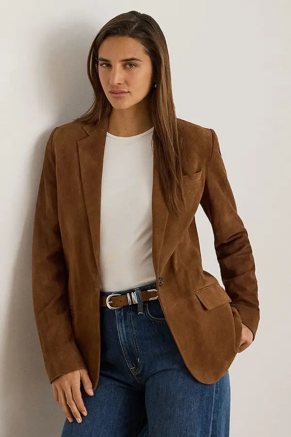 Lauren Ralph Lauren Lauren Ralph Lauren jednoredni sako za žene od brušene kože