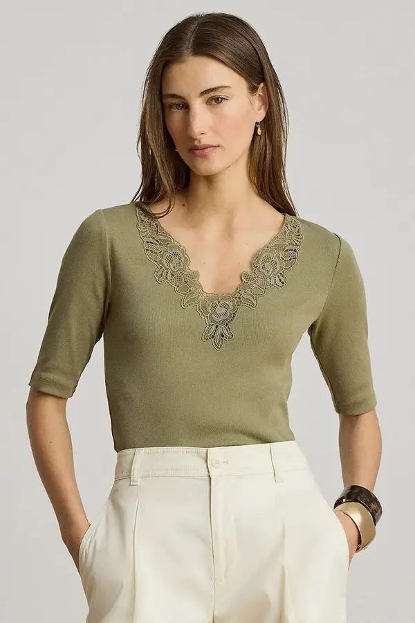 Lauren Ralph Lauren Lauren Ralph Lauren majica za žene od pamuka s elastanom