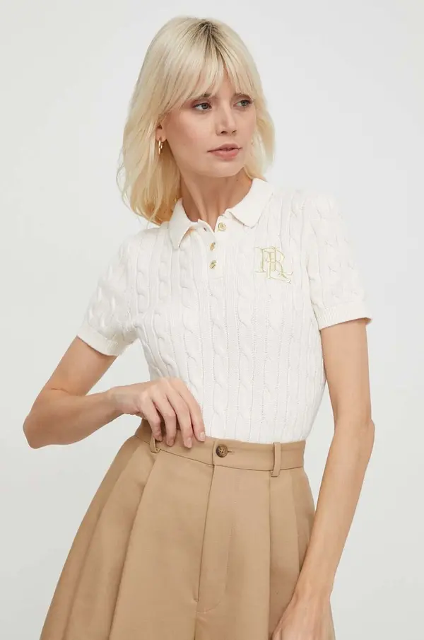 Lauren Ralph Lauren Lauren Ralph Lauren pulover kratkih rukava za žene od pamuka