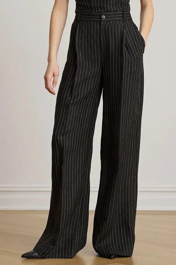 Lauren Ralph Lauren Lauren Ralph Lauren wide leg hlače za žene od lana