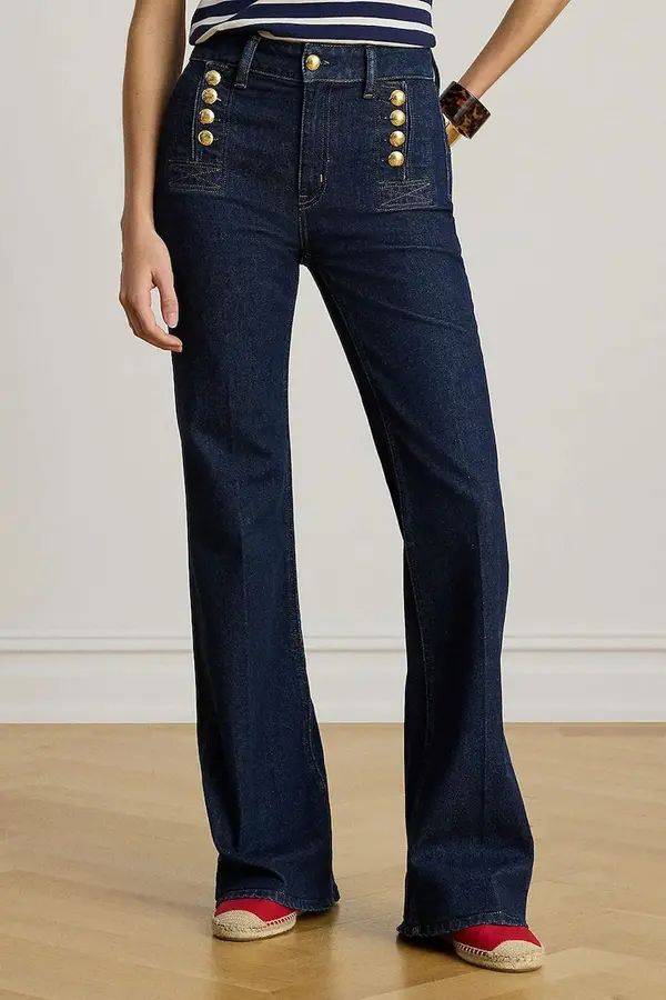 Lauren Ralph Lauren Lauren Ralph Lauren zvonaste hlače za žene od pamuka