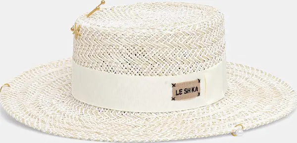 LE SH KA headwear LE SH KA slamnati šešir ženski Double Chain Pearl Canotier