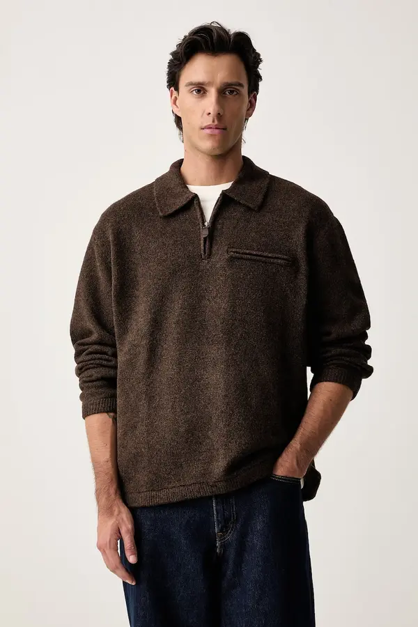 Levi's Levi's pulover za muškarce s dodatkom vune BOULDER COLLARED HALF ZIP