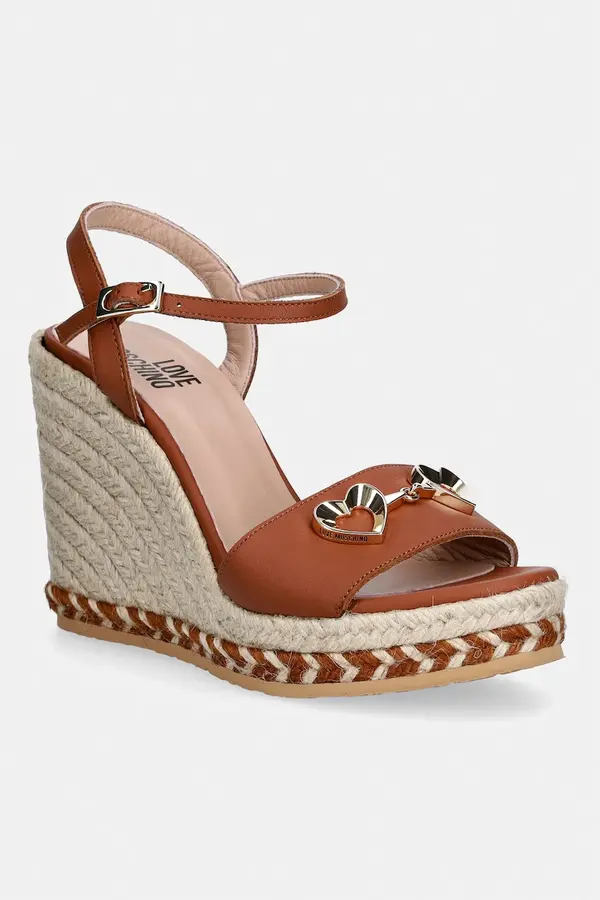 Love Moschino Love Moschino espadrile s klinastom potpeticom za žene od kože