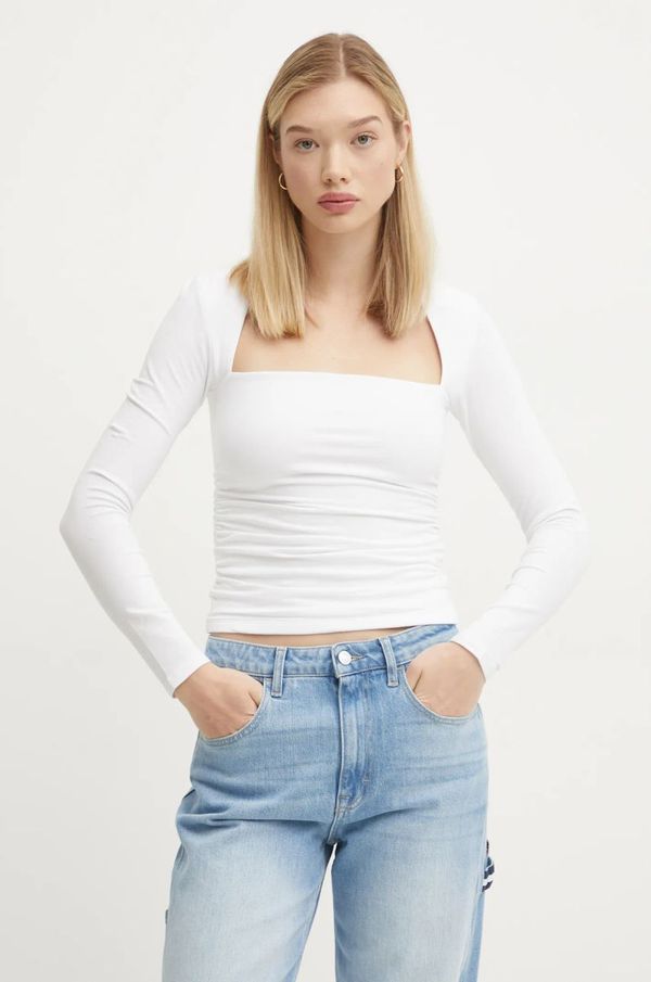 Abercrombie & Fitch Majica dugih rukava Abercrombie & Fitch za žene, boja: bijela, KI139-4893