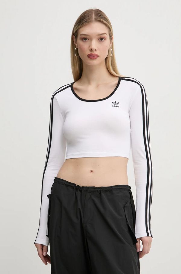 adidas Originals Majica dugih rukava adidas Originals 3S LS CROP za žene, boja: bijela, JD4625