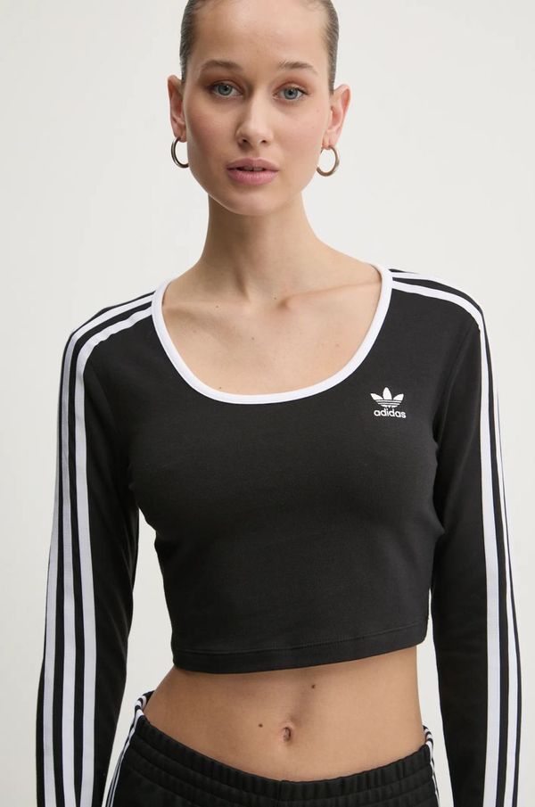 adidas Originals Majica dugih rukava adidas Originals 3S LS CROP za žene, boja: crna, JD4624