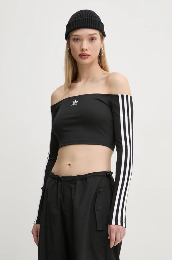 adidas Originals Majica dugih rukava adidas Originals Off Shoulder za žene, boja: crna, s otvorenim ramenima, JD0274