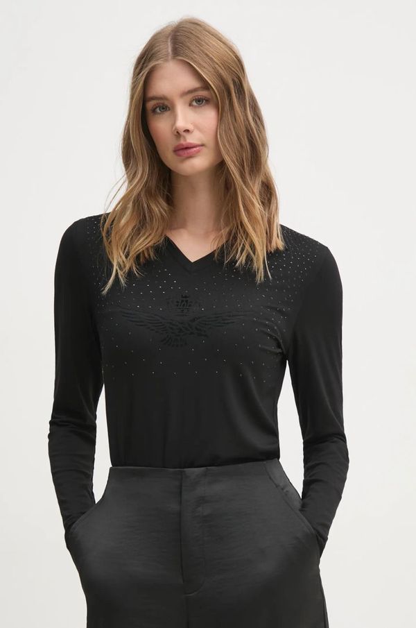 Aeronautica Militare Majica dugih rukava Aeronautica Militare za žene, boja: crna, PO1836DJ656