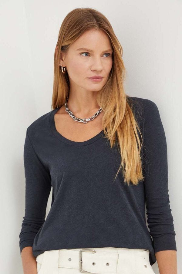 American Vintage Majica dugih rukava American Vintage za žene, boja: tamno plava