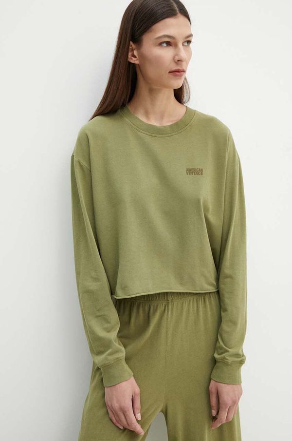 American Vintage Majica dugih rukava American Vintage za žene, boja: zelena, PYM02BH24