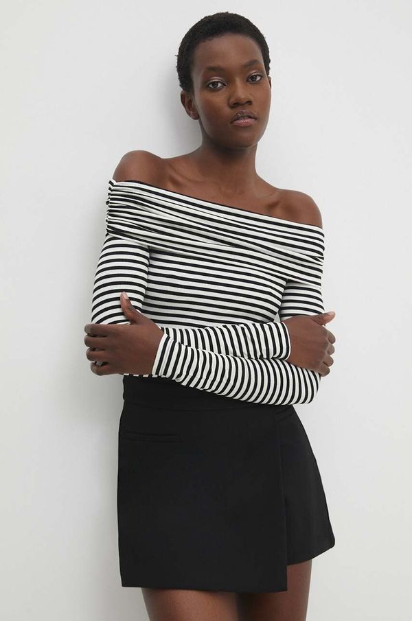 Answear Lab Majica dugih rukava Answear Lab boja: crna, s otvorenim ramenima