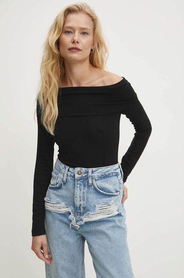 Answear Lab Majica dugih rukava Answear Lab boja: crna, s otvorenim ramenima