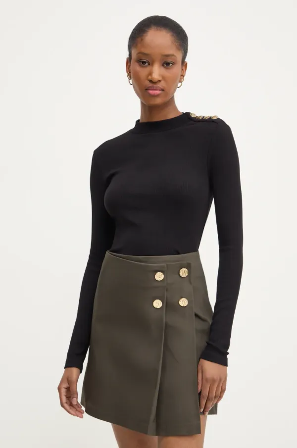 Answear Lab Majica dugih rukava Answear Lab za žene, boja: crna, s poludolčevitom